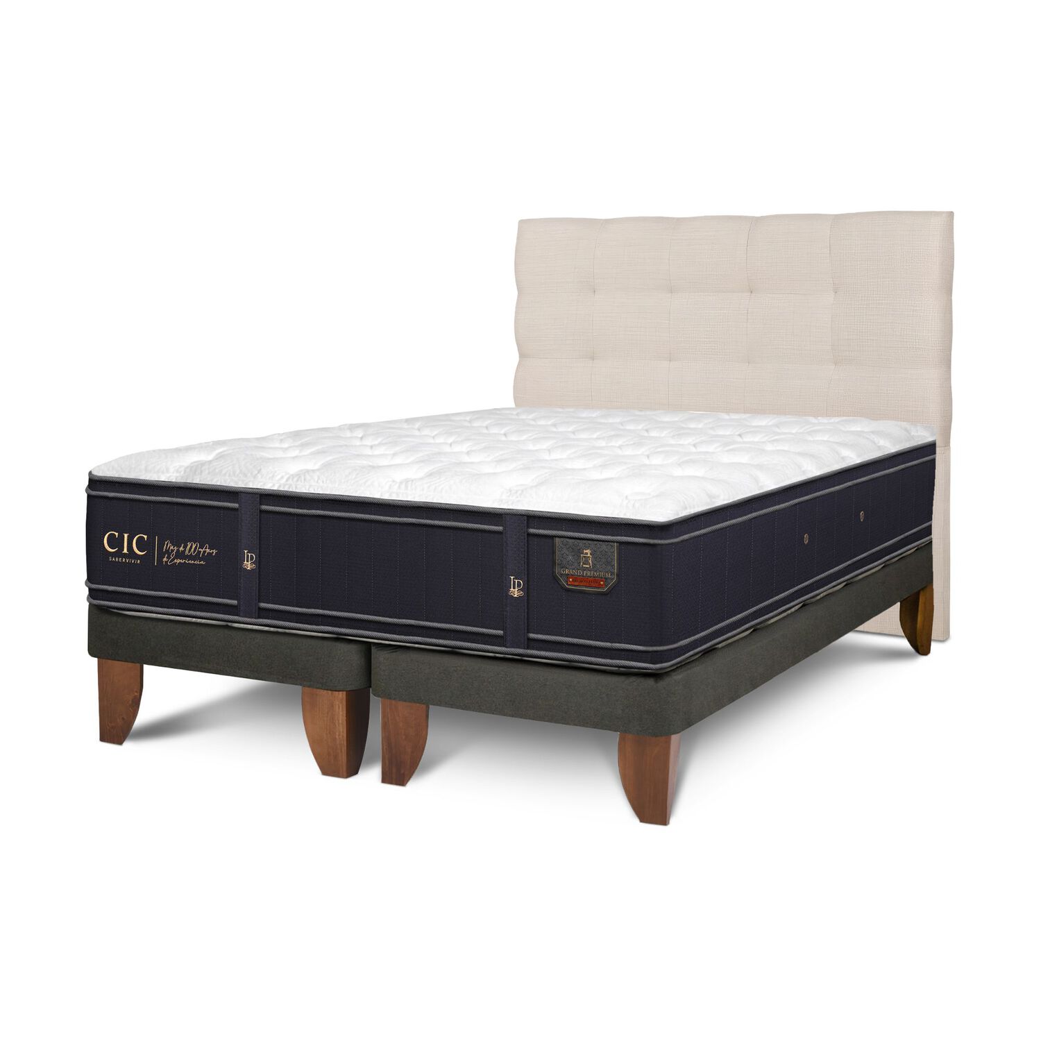 Cama Europea Cic Grand Premium / 2 Plazas / Base Dividida + Respaldo image number 1.0