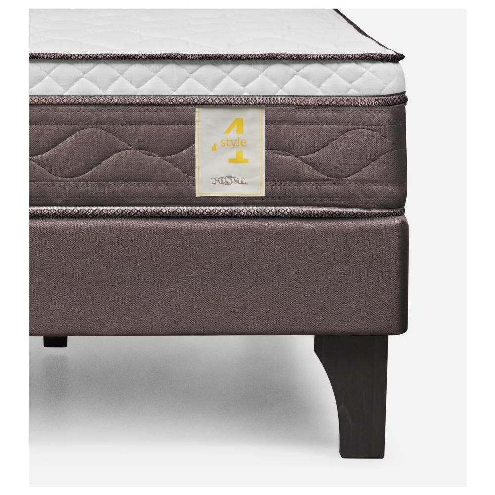 Cama Europea Rosen New Style 4 Plus / 1.5 Plazas / Base Normal  + Respaldo Rachel Gris image number 5.0