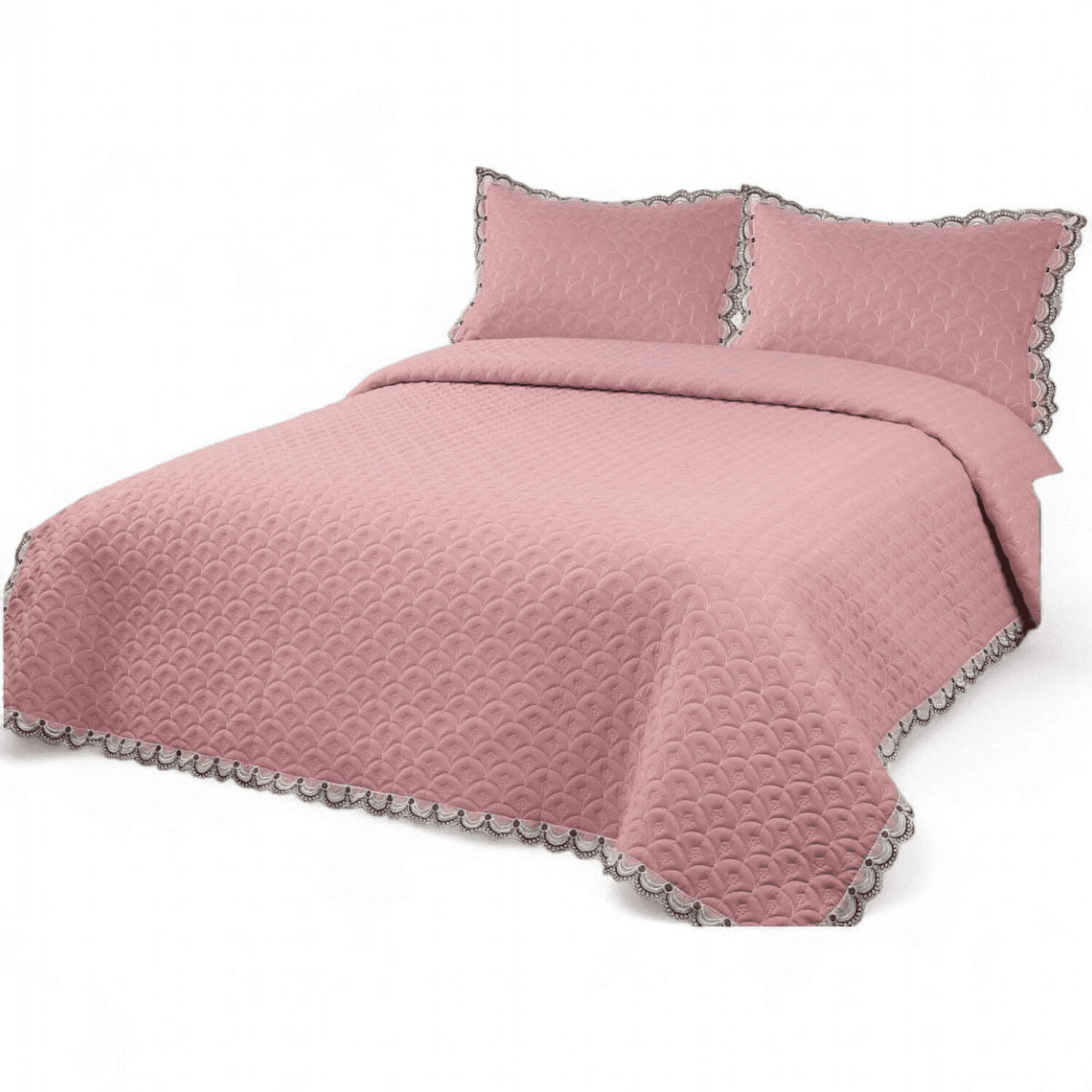  Cubrecama Bordado De Algod&oacute;n Para 2 Plazas 230cm X 250cm Colcha Color Rosado Cb17 image number 0.0