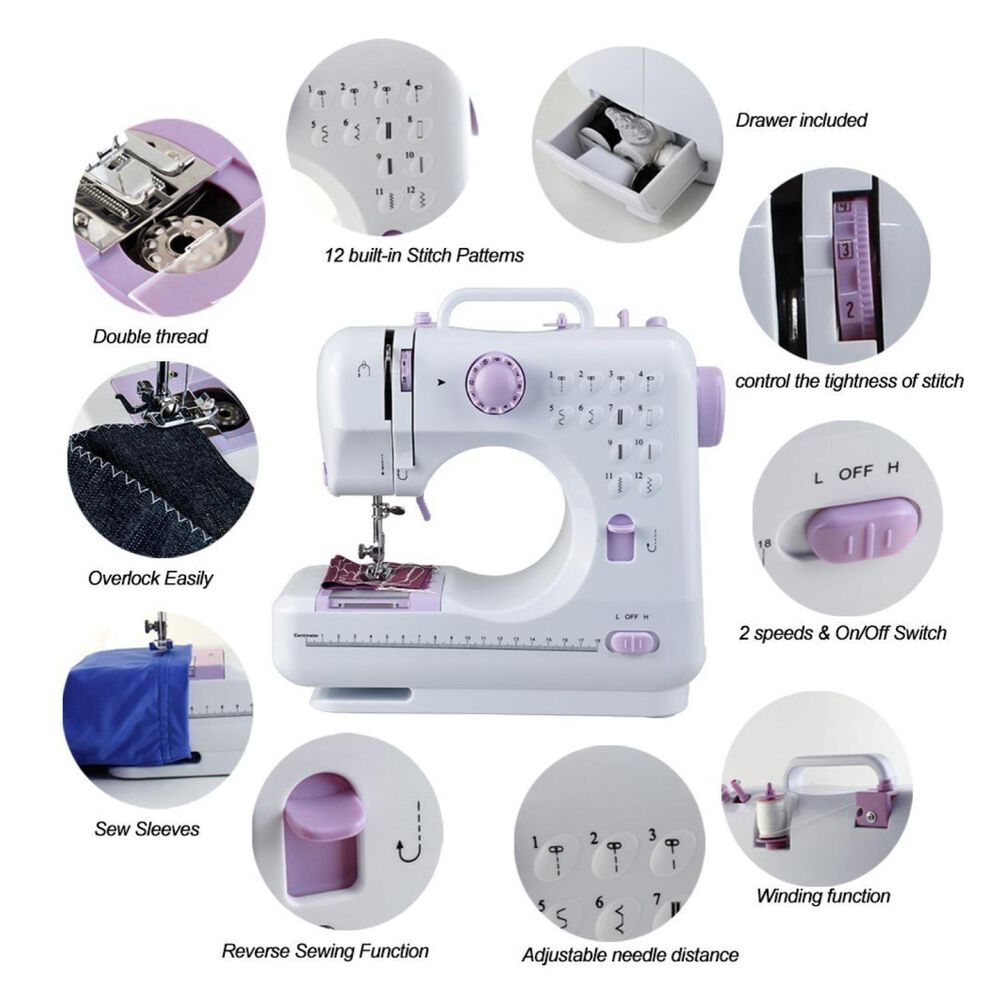 Maquina De Coser Portatil 2 Velocidades Blanco Morado image number 1.0