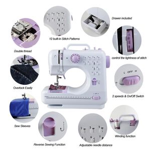 Maquina De Coser Portatil 2 Velocidades Blanco Morado