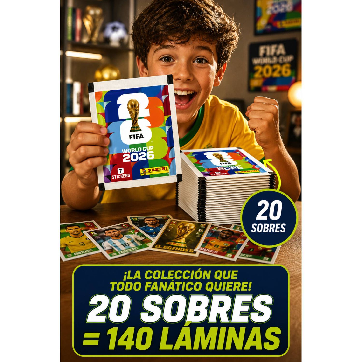 Pack 20 Sobres Panini Mundial Fifa 2026 140 L&aacute;minas Oficial image number 5.0