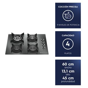Encimera A Gas 4 Platos Home Pro Cocci&oacute;n Ke4hp Espejado