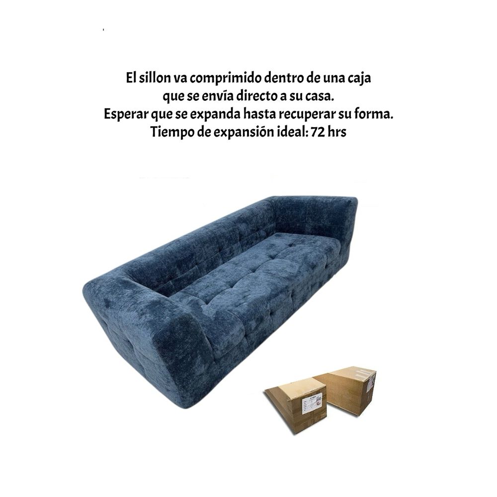 Sofá Comprimido Tela De Pana 200x90cm K30 Azul image number 7.0