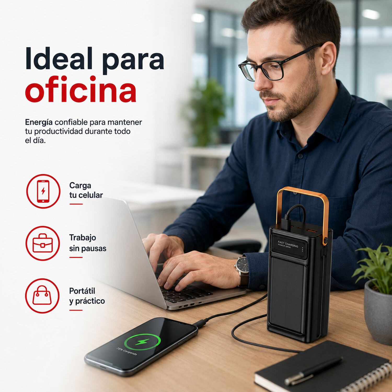 Cargador Bateria Externa 50000mah Powerbank Led Carga Solar image number 4.0