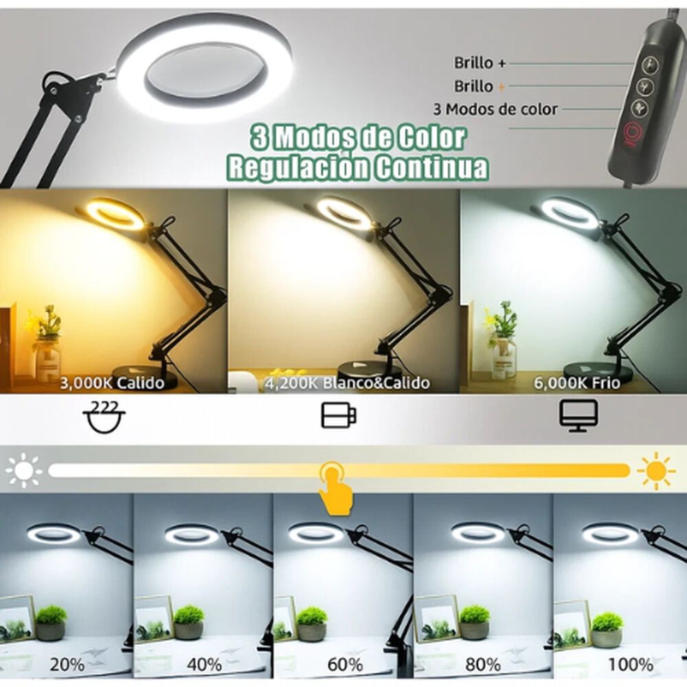 Lampara Lupa De Escritorio Luz Led Lente De Aumento Con Base image number 4.0