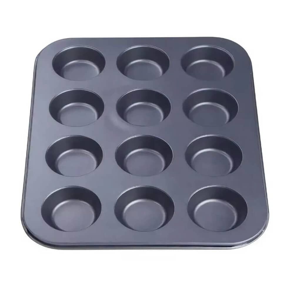 Molde 12 Muffins Cupcakes Placa Tefl&oacute;n Pettish Online Vc Color Negro image number 0.0