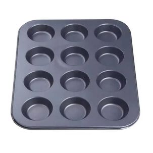 Molde 12 Muffins Cupcakes Placa Tefl&oacute;n Pettish Online Vc Color Negro