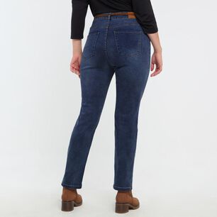 Jeans Lavado Con Cintur&oacute;n Tiro Medio Skinny Mujer Sexy Large