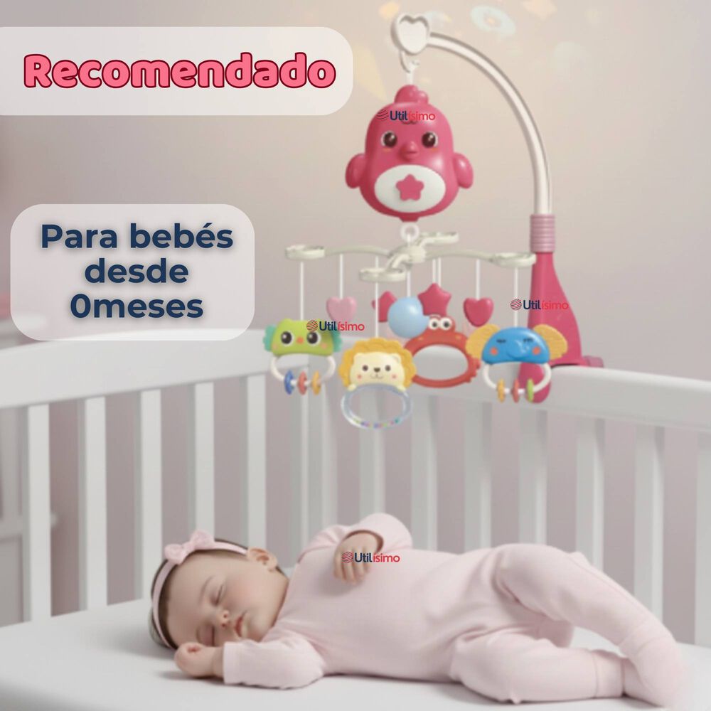M&oacute;vil Giratorio Musical Proyector Beb&eacute; Ni&ntilde;a Rosado image number 5.0
