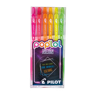 Set 6 L&aacute;pices Gel Poplol 0.7mm Neon Pilot