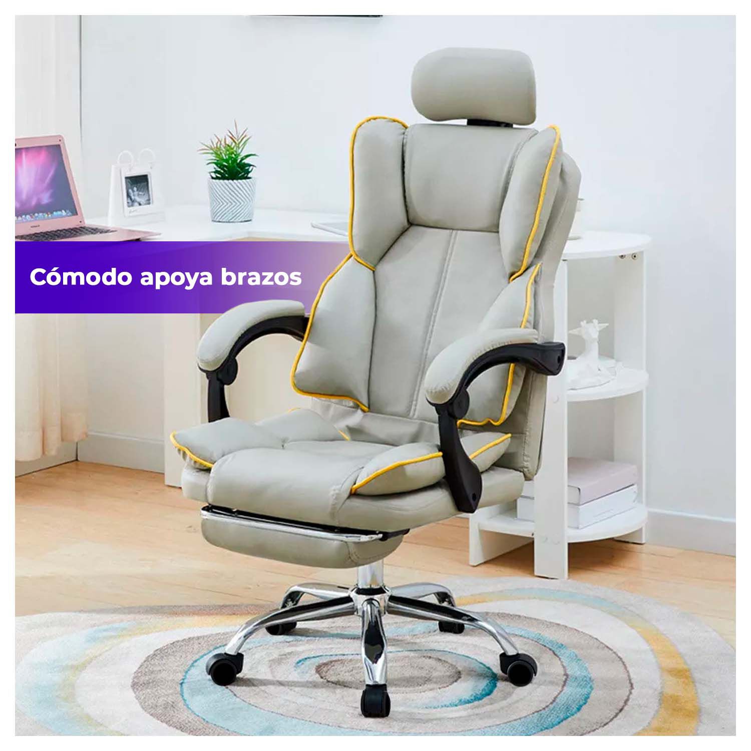 Silla Gamer Ergon&oacute;mica Reclinable Con Reposapi&eacute;s Y Altura Ajustable image number 4.0
