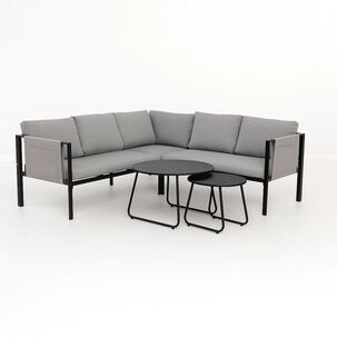 Set Soho 3 Sof&aacute;s Esquineros Grises Y 2 Mesas De Centro