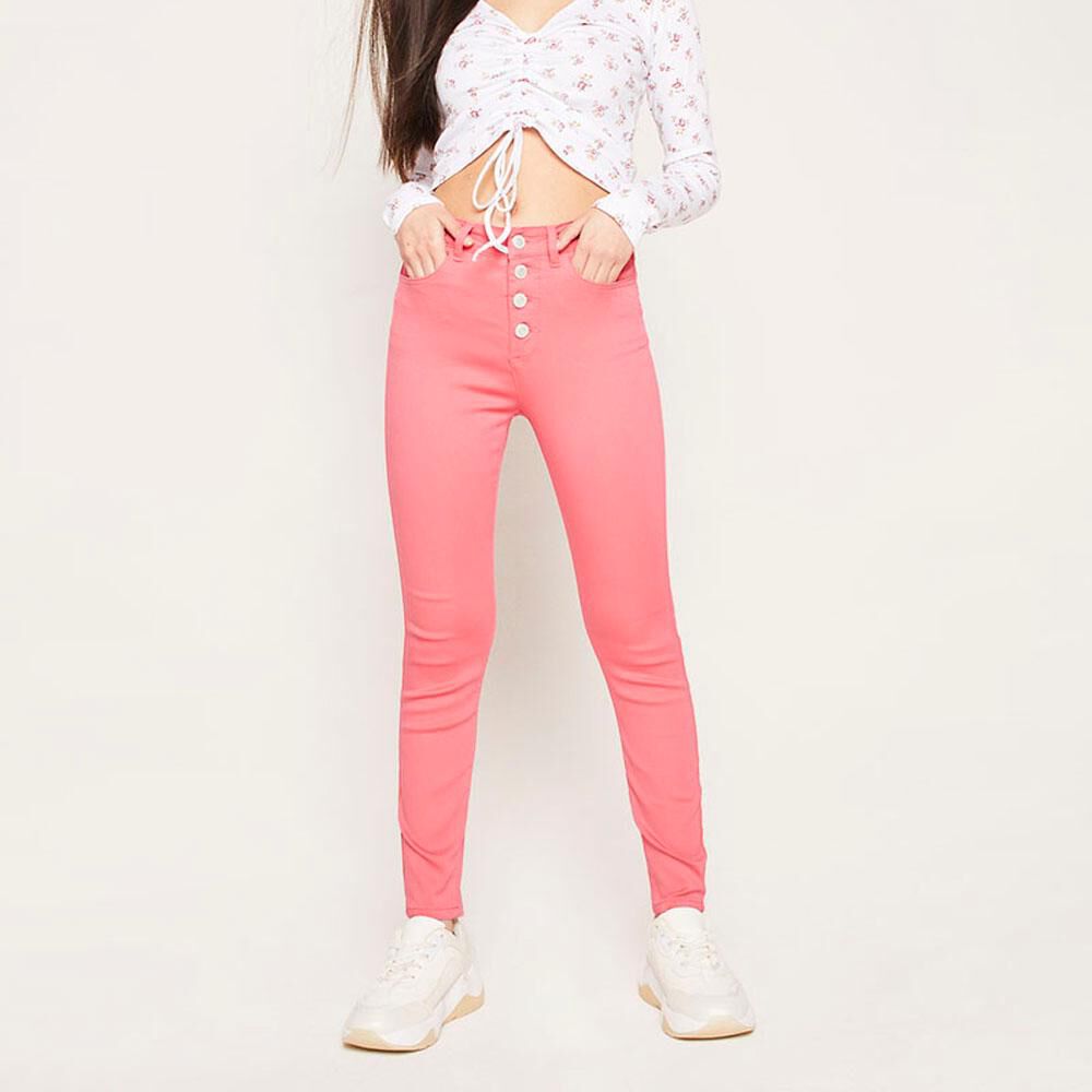 Jeans Color Con Botones Tiro Alto Super Skinny Mujer Freedom image number 1.0