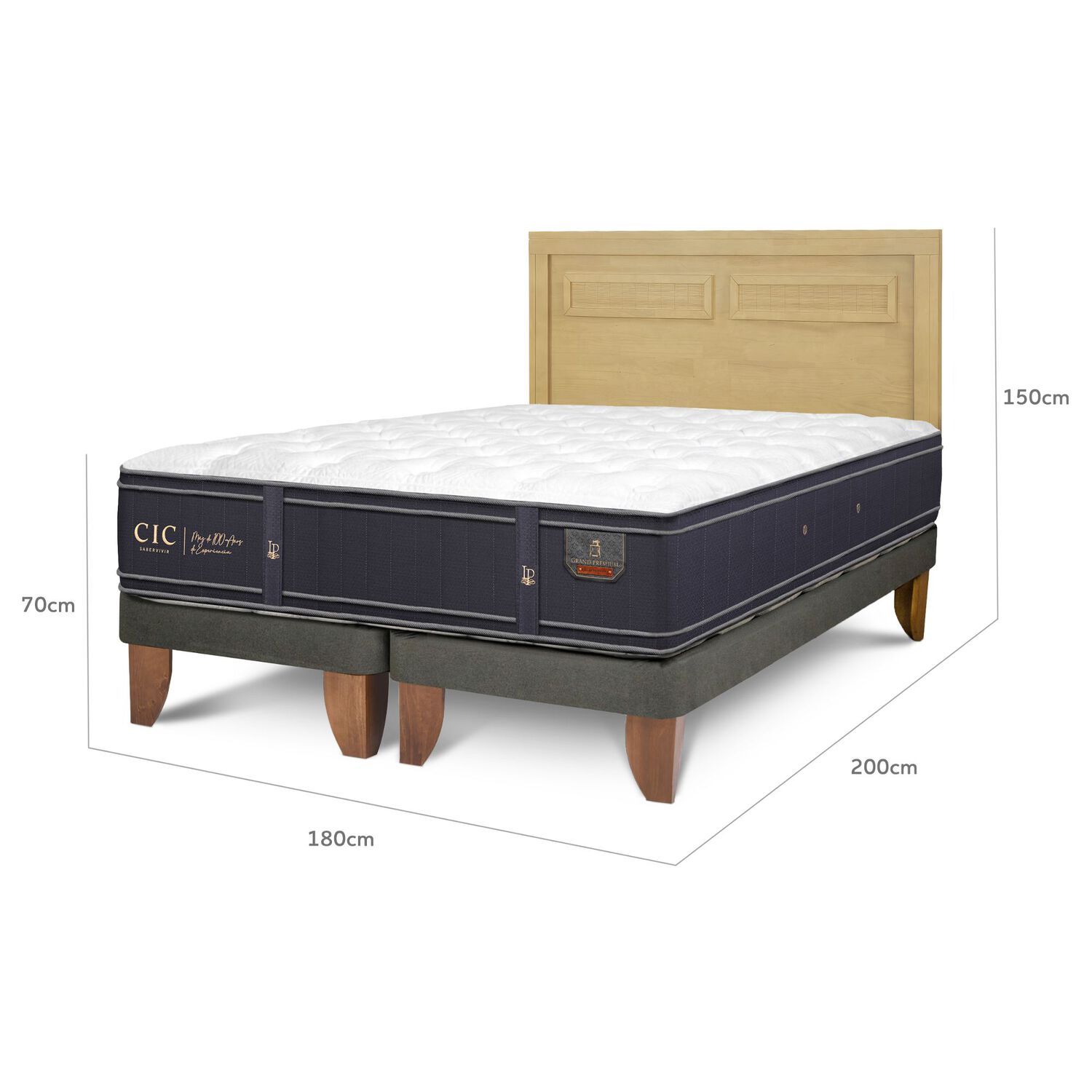 Cama Europea Cic Linea Premium / King / Base Dividida + Respaldo image number 2.0