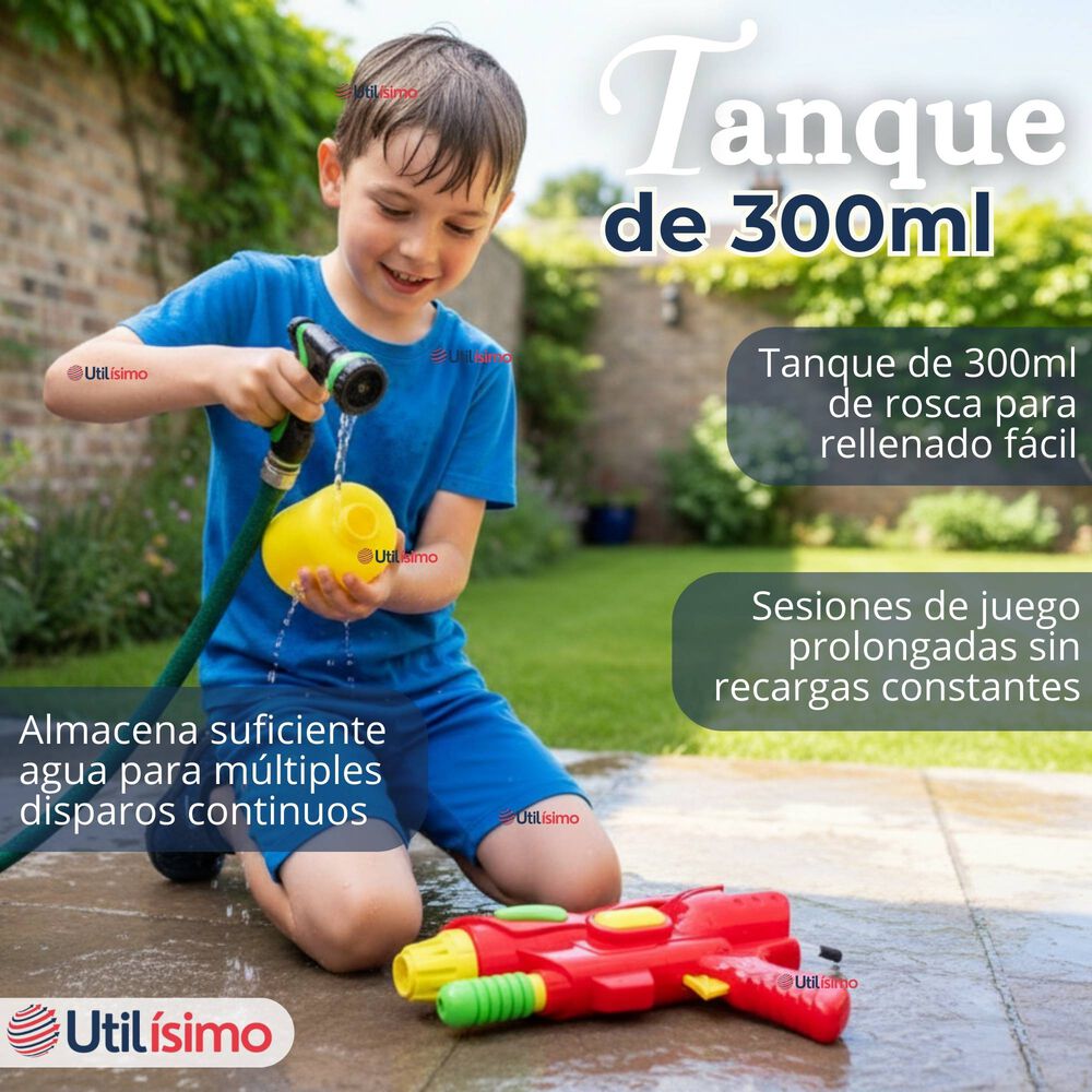Pistola De Agua 300ml 32cm Colores Surtidos Juguete Lanza Agua Ni&ntilde;o Ni&ntilde;a image number 6.0