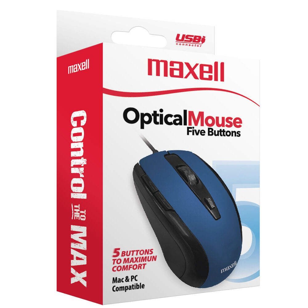 Mouse Óptico Maxell 5 Botones Mowr-105 Azul image number 2.0