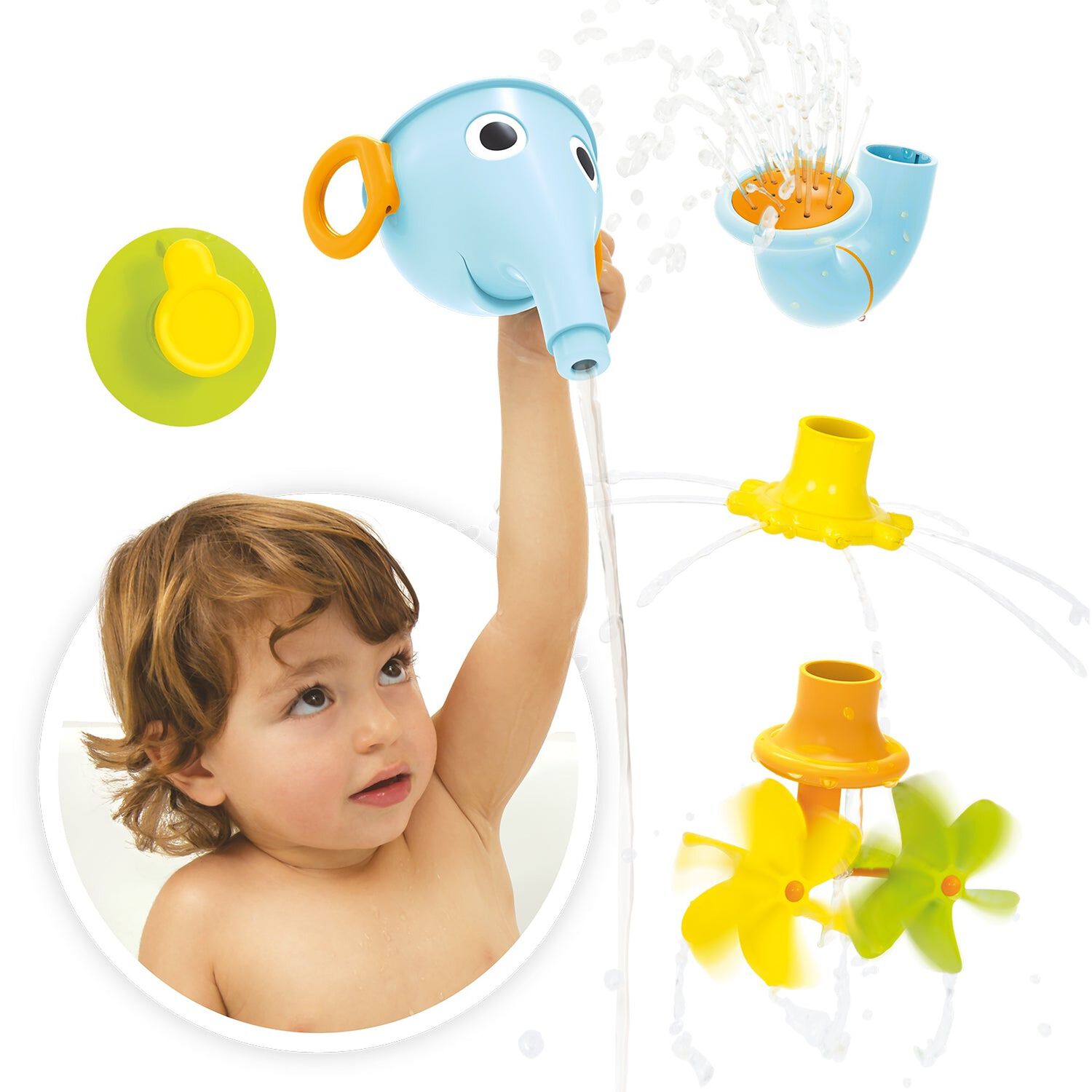 Juego De Ba&ntilde;o Elefante Embudo Celeste Infantil Beb&eacute; Ni&ntilde;o Ni&ntilde;a Tina Yookidoo image number 1.0