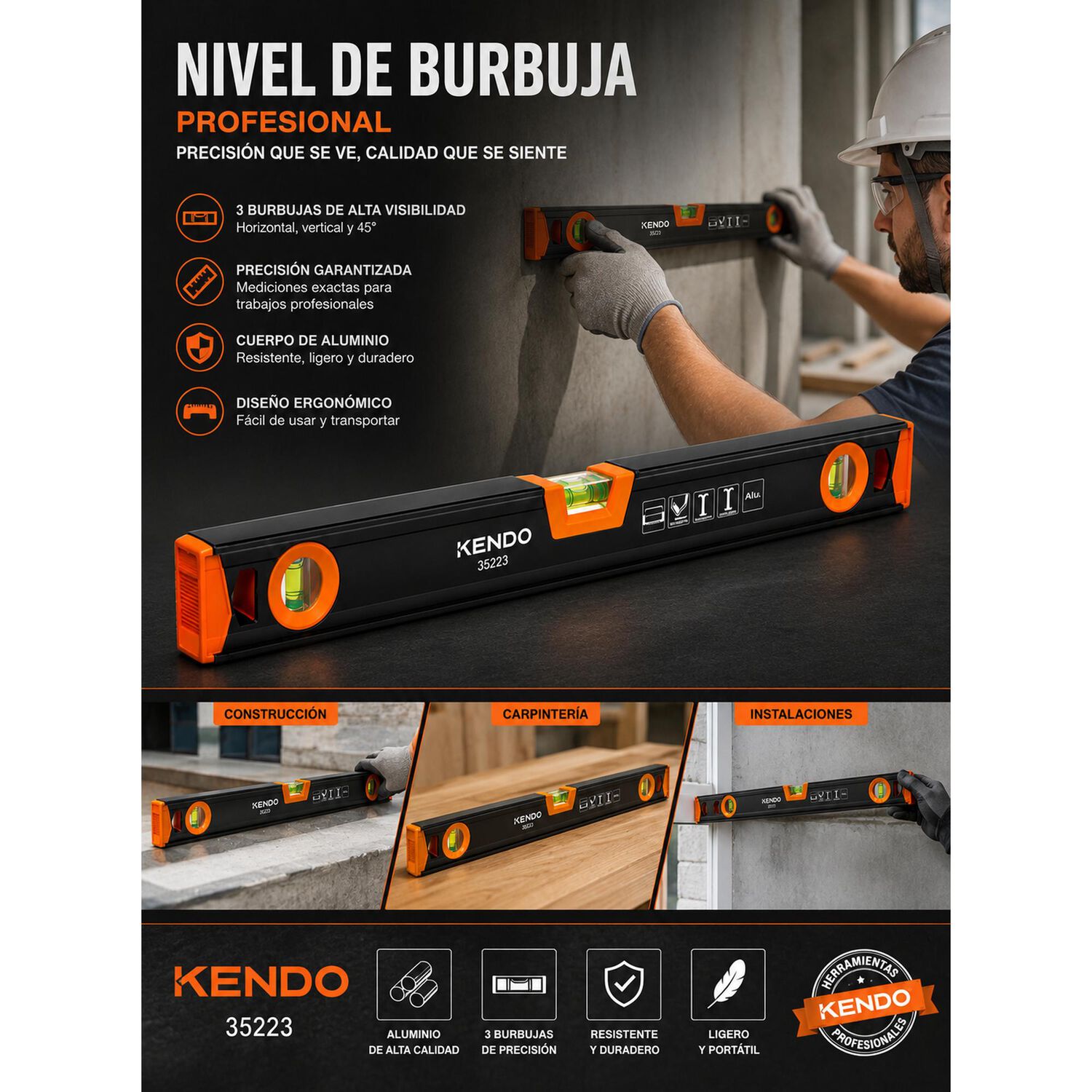 Nivel De Aluminio 1200mm Kendo 35256 image number 7.0