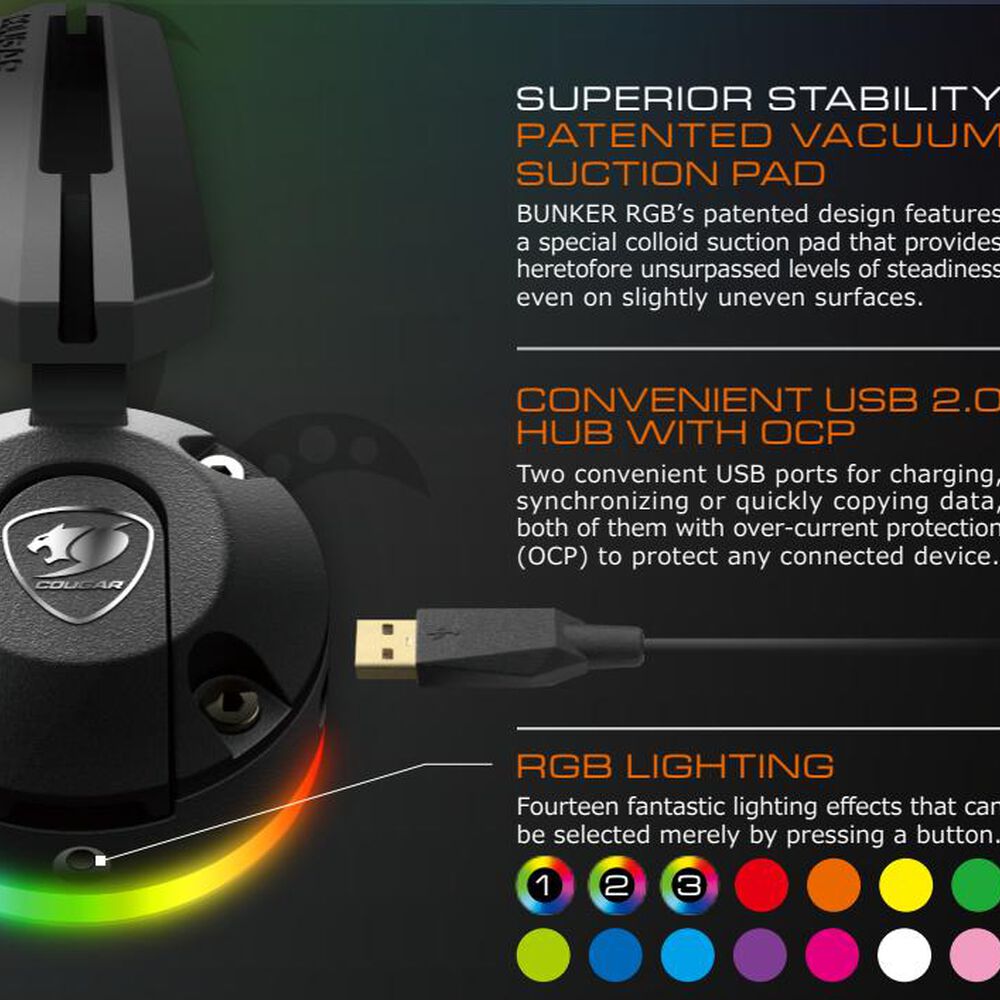 Hub Usb Gamer Cougar Bunker + Bungee Mouse Full Rgb image number 7.0