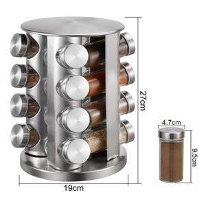 Especiero Giratorio 14 Piezas Acero Inoxidable Plateado