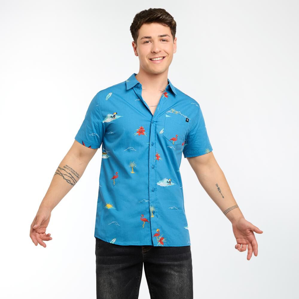 Camisa Slim Estampada Manga Corta Hombre Skuad image number 0.0