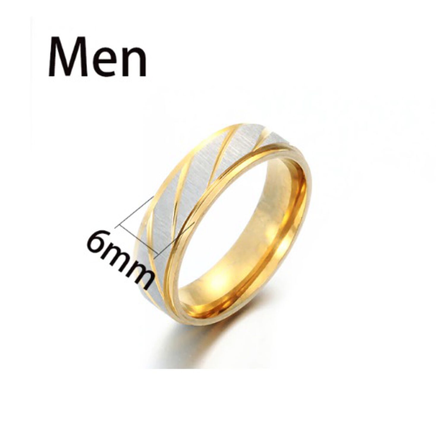 Anillo Titanio Pareja Compromiso Dama Onda Dorada M 4mm image number 5.0