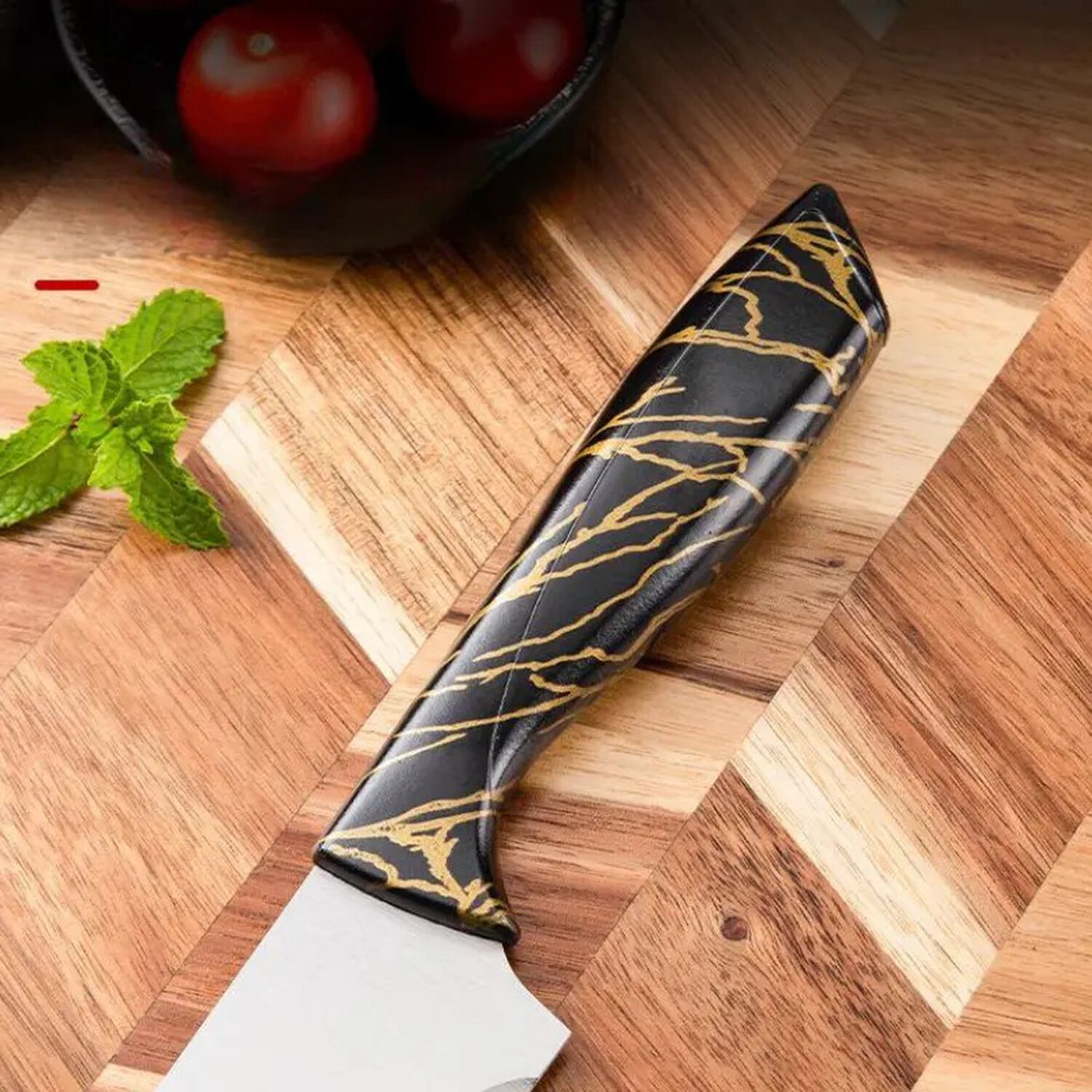 Set Cuchillos De Cocina 7 Piezas Elegance Marble Negro Dorado image number 3.0