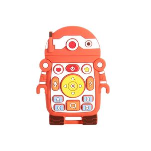 Mordedor De Silicona Robot Para Bebés Rojo