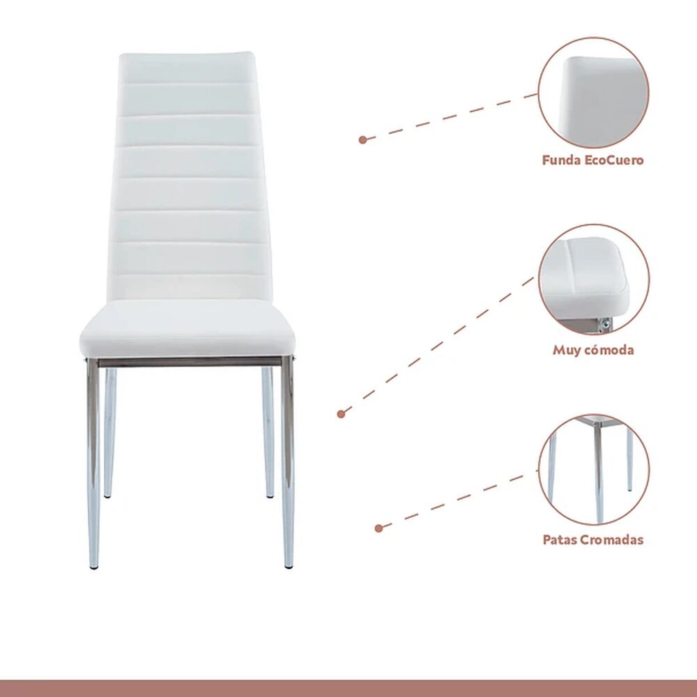 Comedor Mesa Eames 80cm Redonda Vidrio + 4 Sillas Dining Liana Acolchadas - Blancas image number 2.0