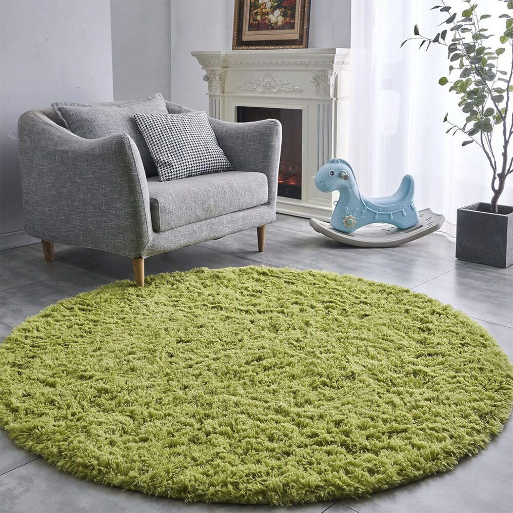 Alfombra Shaggy De Polipropileno Redonda 190cm Barcelona - Verde image number 0.0