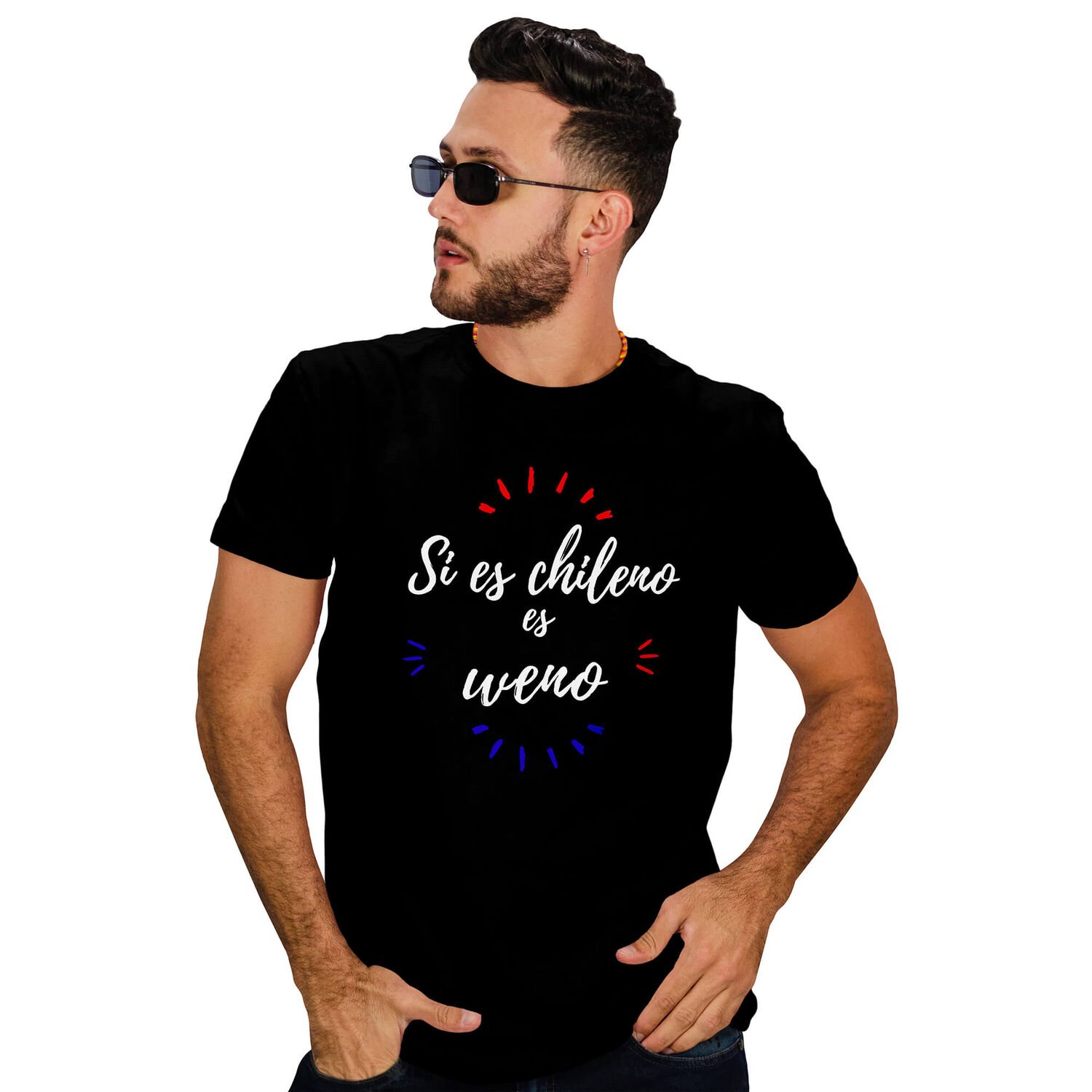 Polera Hombre Dise&ntilde;o Frases Chilenas Fiestas Patrias D21 image number 0.0