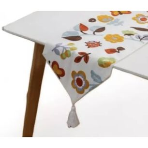 Camino De Mesa Bordado Medida 32x180cm Poliester Corredor