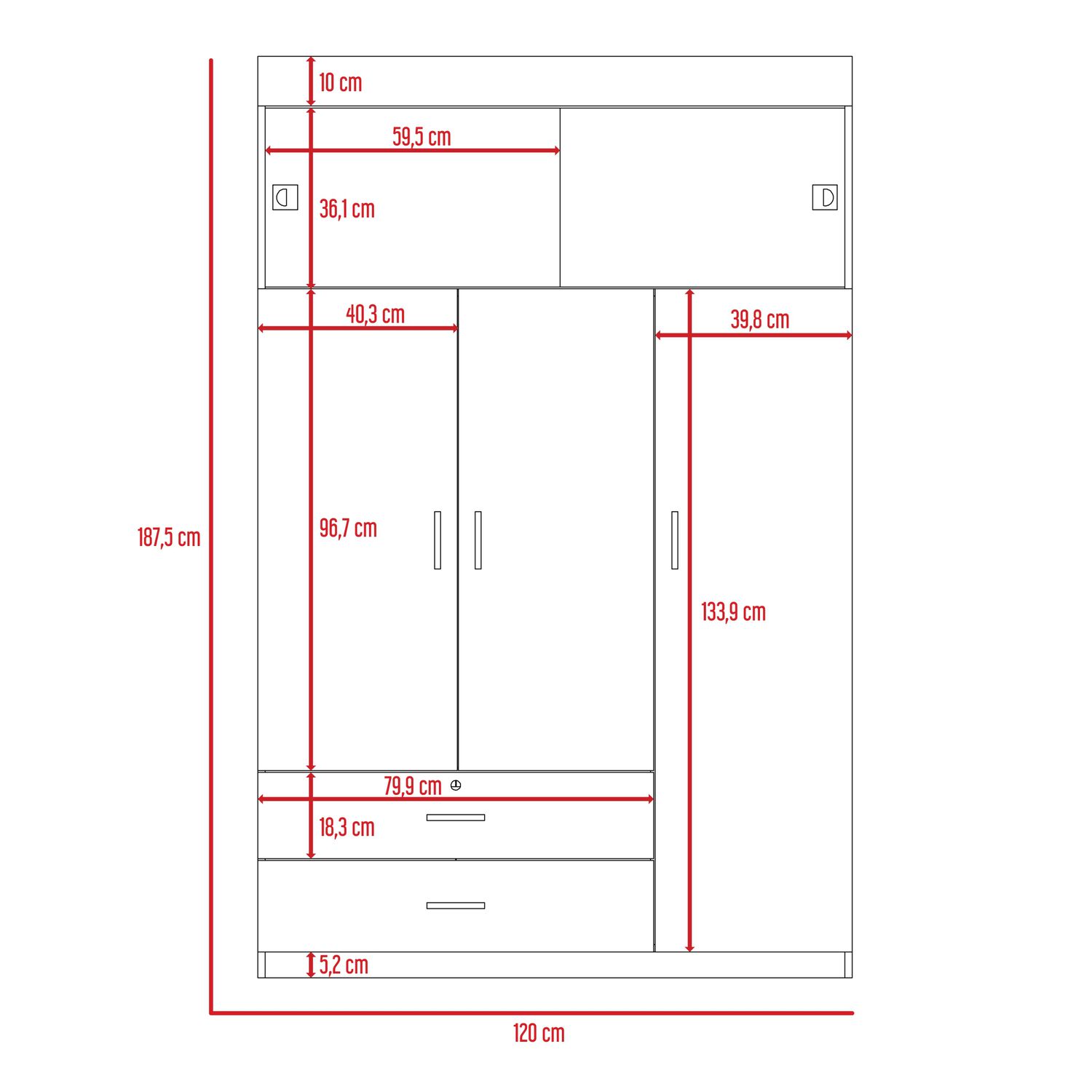 Closet 5 Puertas 2 Cajones Fm-003n - Negro image number 6.0