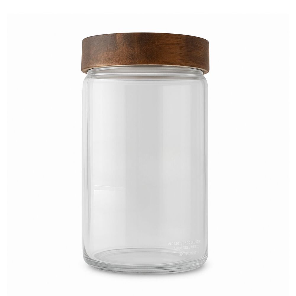 Frasco Vidrio Tapa Madera 1l Allegra Recipiente image number 1.0