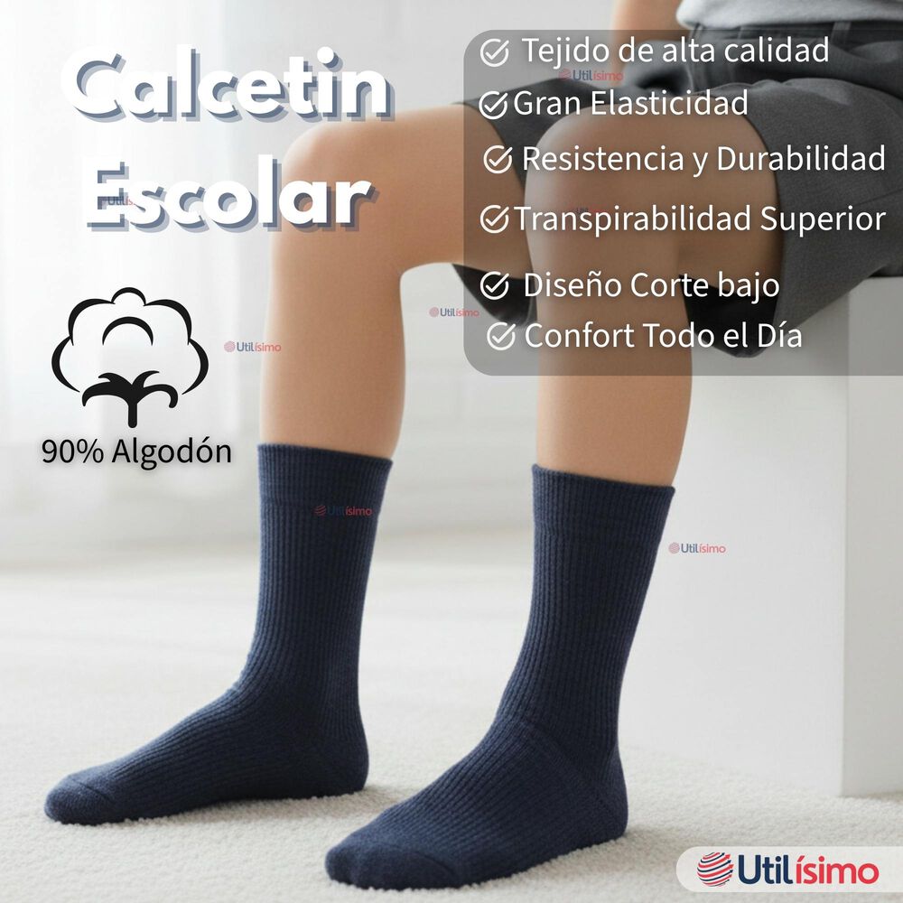Pack 3 Calcet&iacute;nes Escolares Corto Algod&oacute;n Azul Ni&ntilde;o Y Ni&ntilde;a image number 2.0