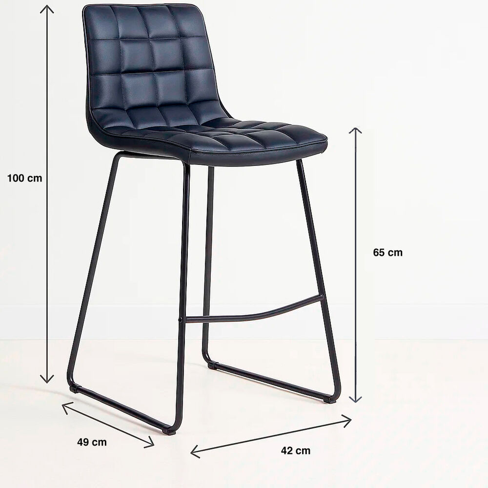 Pack De 4 Taburetes Altos Milano Cuero Sintetico Con Patas Metálicas Estilo Industrial image number 3.0