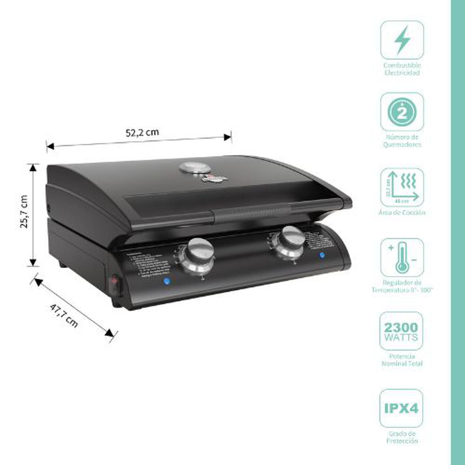 Parrilla Exterior Electrica Boston E2b Black image number 1.0