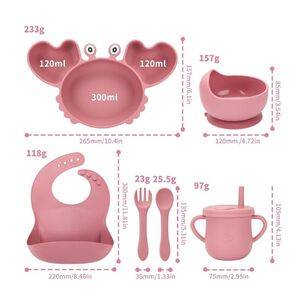 Set Alimentacion Bebe Silicona Plato Cangrejo