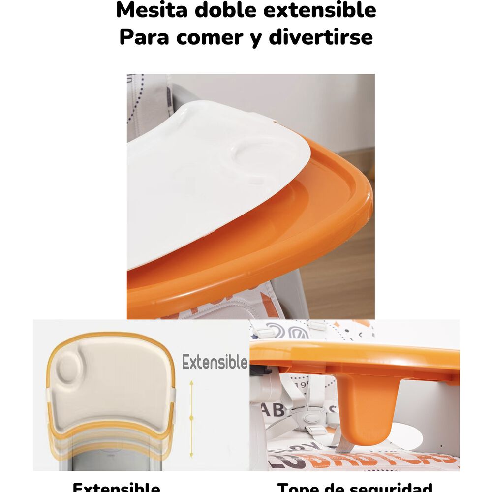 Silla De Comer Multifuncional Con Ruedas Rosada Lubabycas image number 5.0