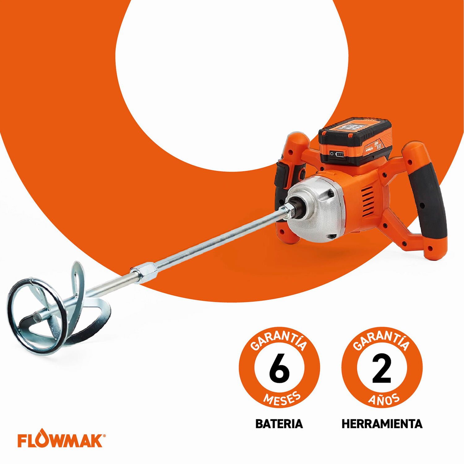 Mezclador Pintura Y Cemento 18v Bater&iacute;a4ah Y Carg Flowmak image number 4.0