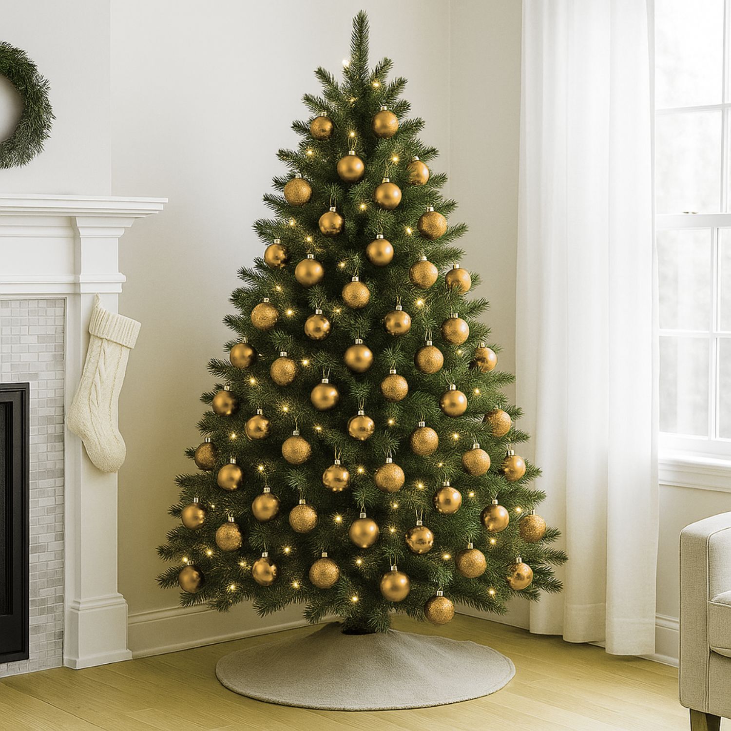 6 Esferas Navide&ntilde;as Bambalinas 10 Cm Dorado Bolas Decoracion image number 2.0