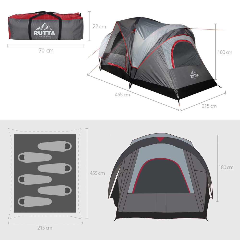 Carpa 6 Personas Camping Outdoor Gris image number 7.0