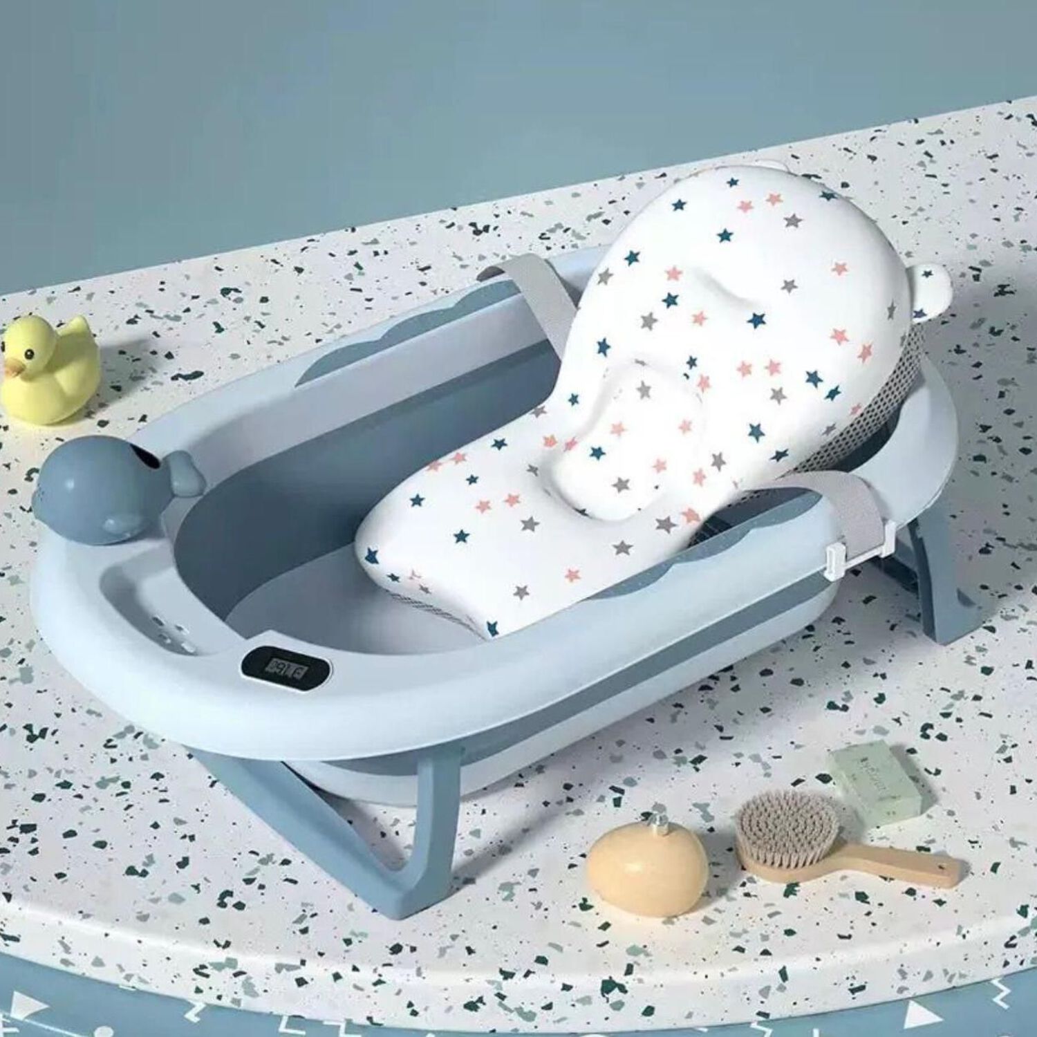 Tina Ba&ntilde;era Plegable Beb&eacute; Con Term&oacute;metro Y Coj&iacute;n Estrella image number 1.0