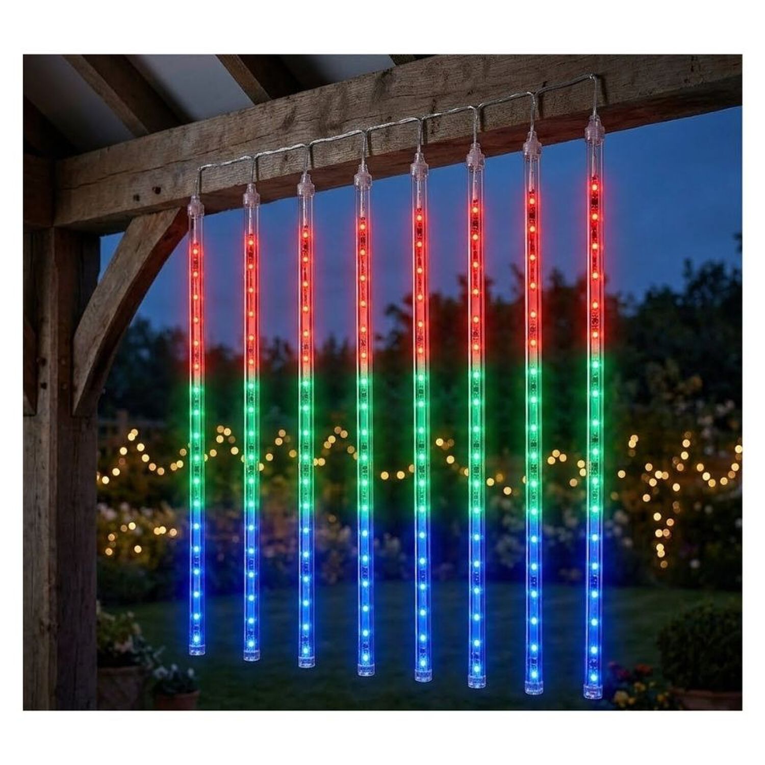 Luces Led Lluvia De Meteoros Navidad Cascada Tubos Multicolor image number 4.0