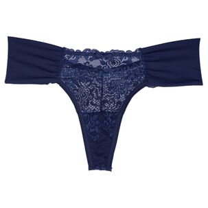 Colaless Lateral Drapeada Y Encaje Azul 2rios