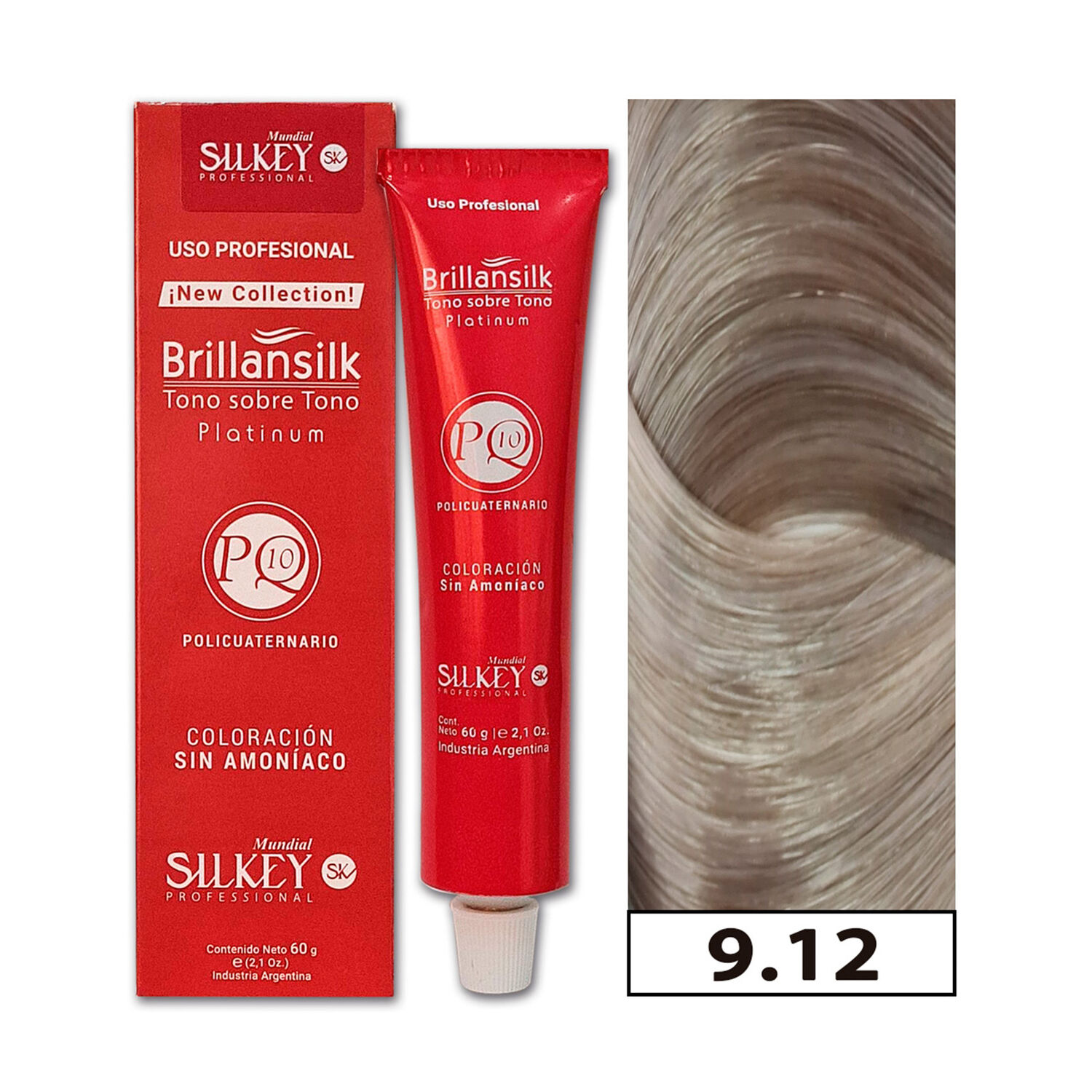Brillansilk - Tintura Tono Sobre Tono Sin Amon&iacute;aco Silkey 60g + Oxidante - 9.12 Rubio Extra Claro Ceniza Nacarado image number 0.0