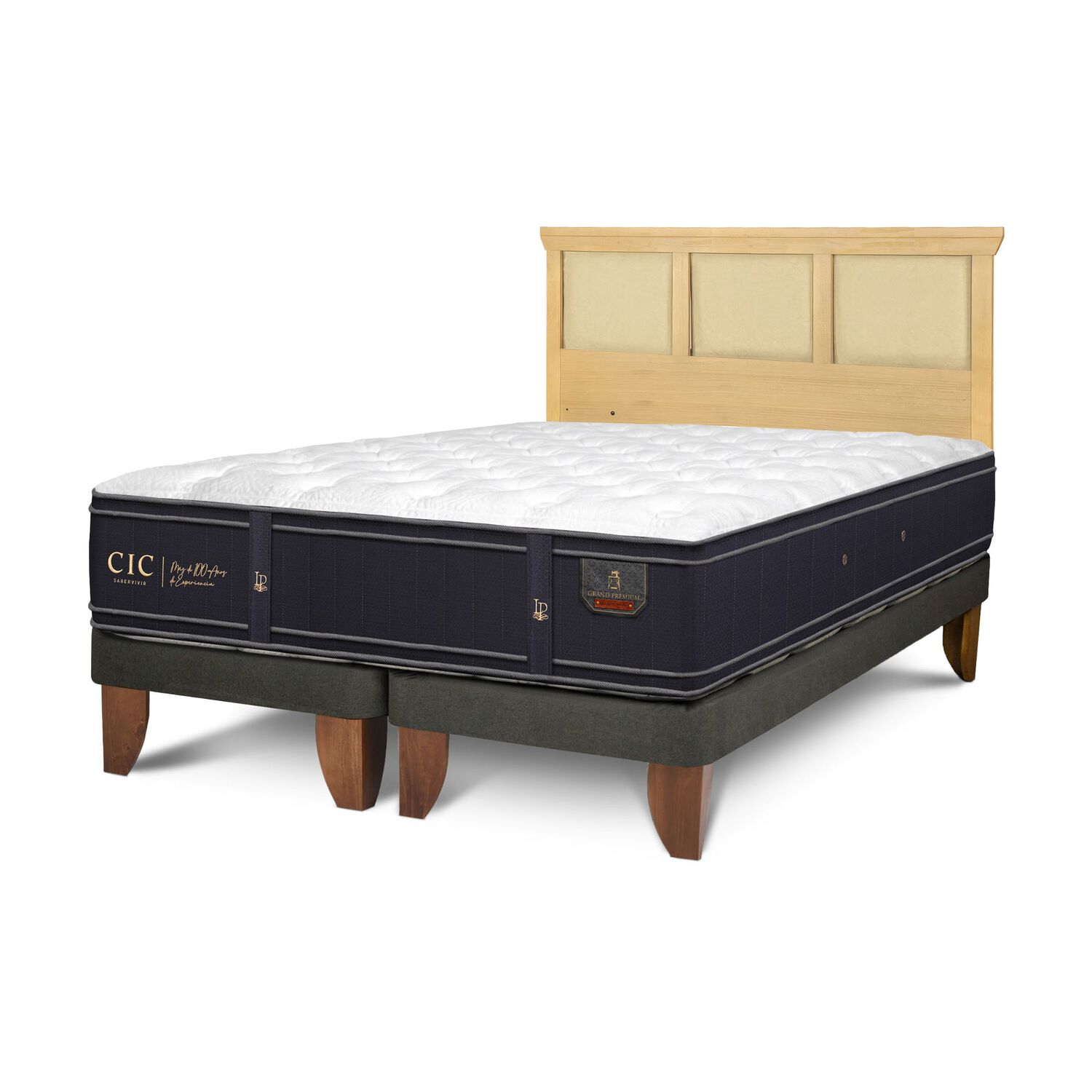 Cama Europea Cic Linea Premium / 2 Plazas / Base Dividida + Respaldo image number 1.0