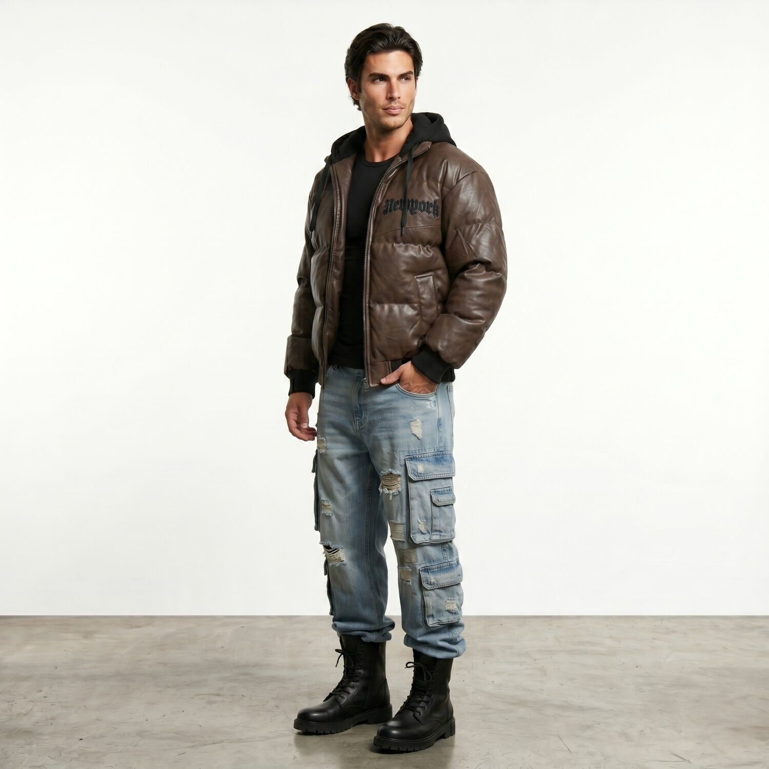 Chaqueta Parca Ecocuero Impermeable Hombre New York image number 1.0