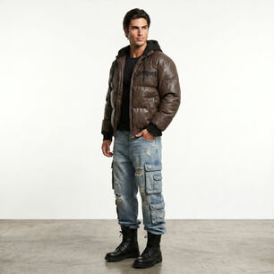 Chaqueta Parca Ecocuero Impermeable Hombre New York